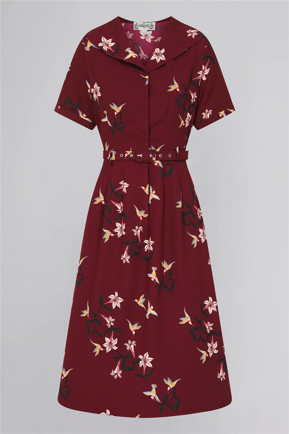 Alberta Lilies and Birds Flared Dress