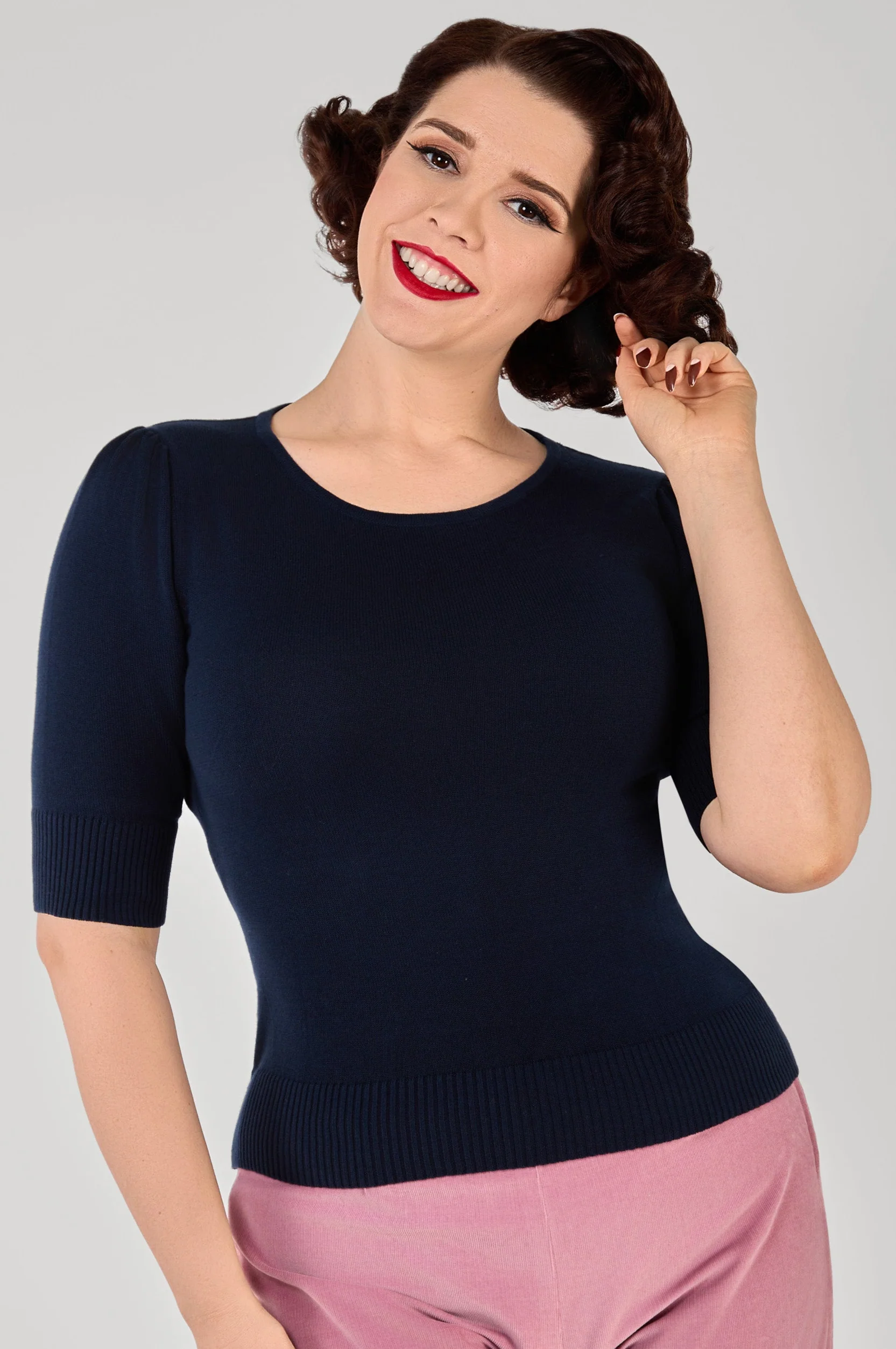 Chrissie Navy Knitted Top