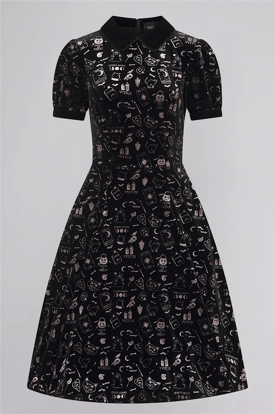 Peta Spooky Velvet Swing Dress