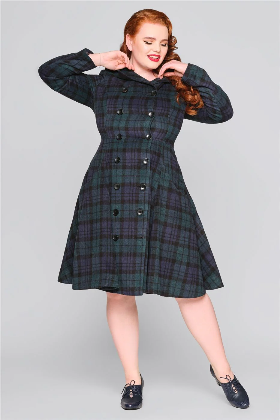 Heather Blackwatch Check Swing Coat